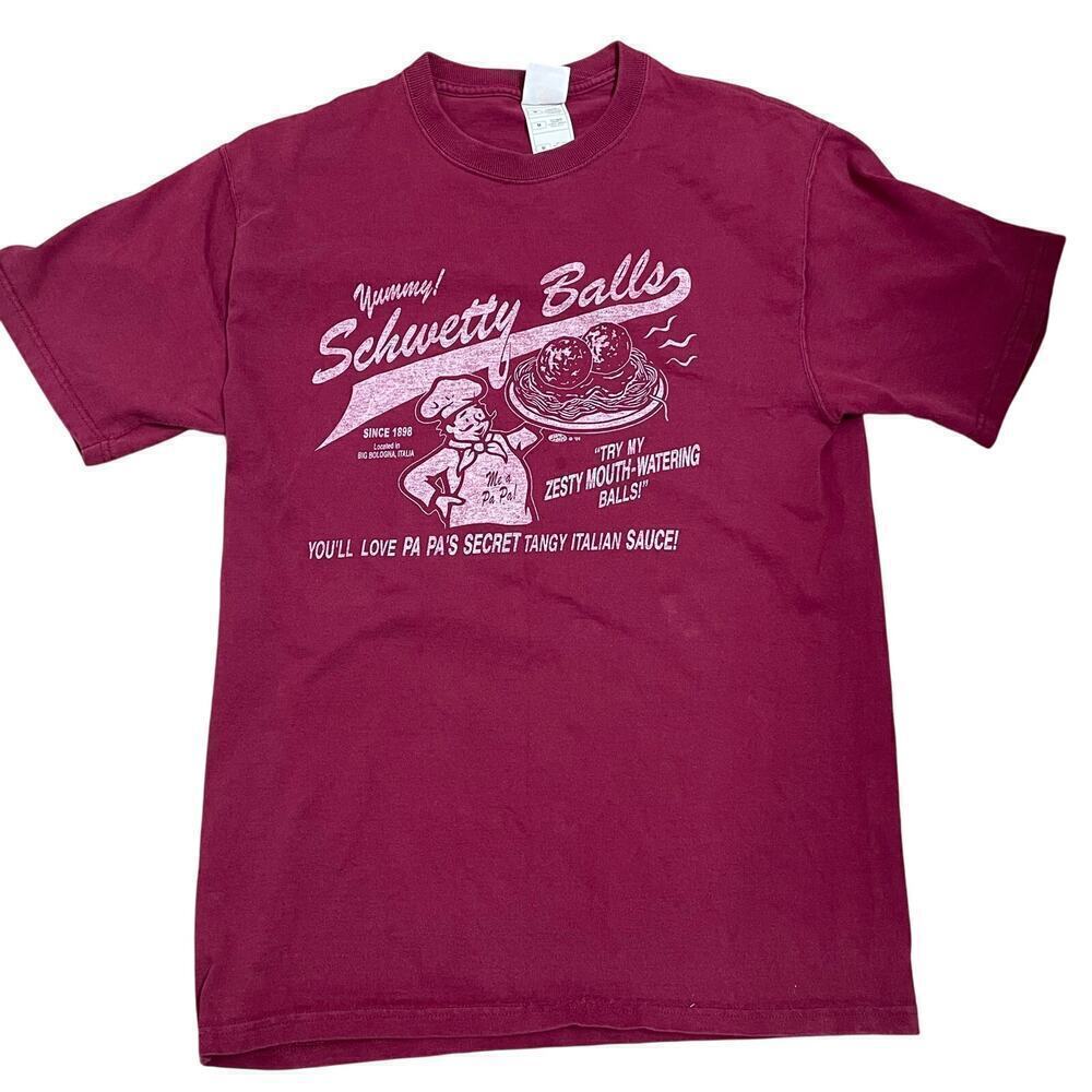 Tasty Schwetty Balls Graphic Tee Shirt Size Medium Humor Short Sleeve Cotton